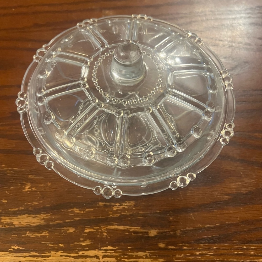 Vintage Elegant Clear Glass Lidded Dish